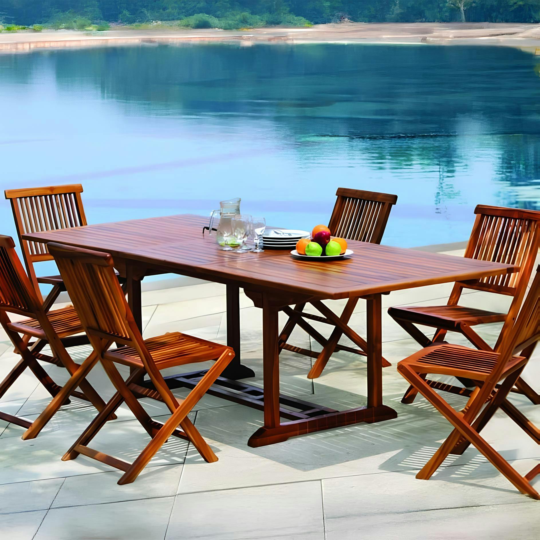 Table de jardin en teck huilé rectangle extensible 180/240x100x75 MACAO