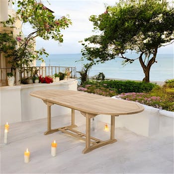 Table de jardin en Teck ovale extensible 180/240x100cm SUMMER
