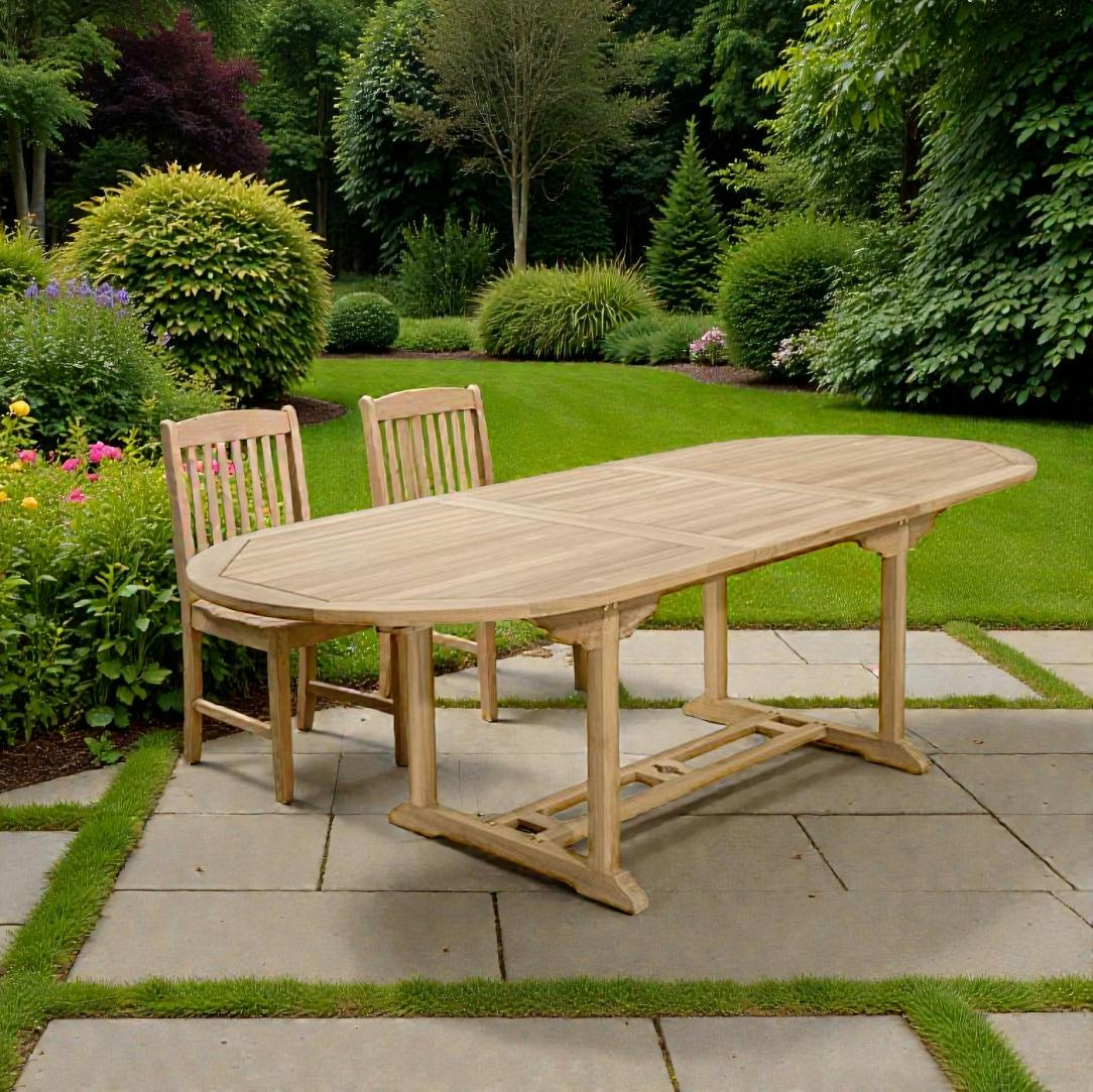 Table de jardin en Teck ovale extensible 180/240x100cm SUMMER