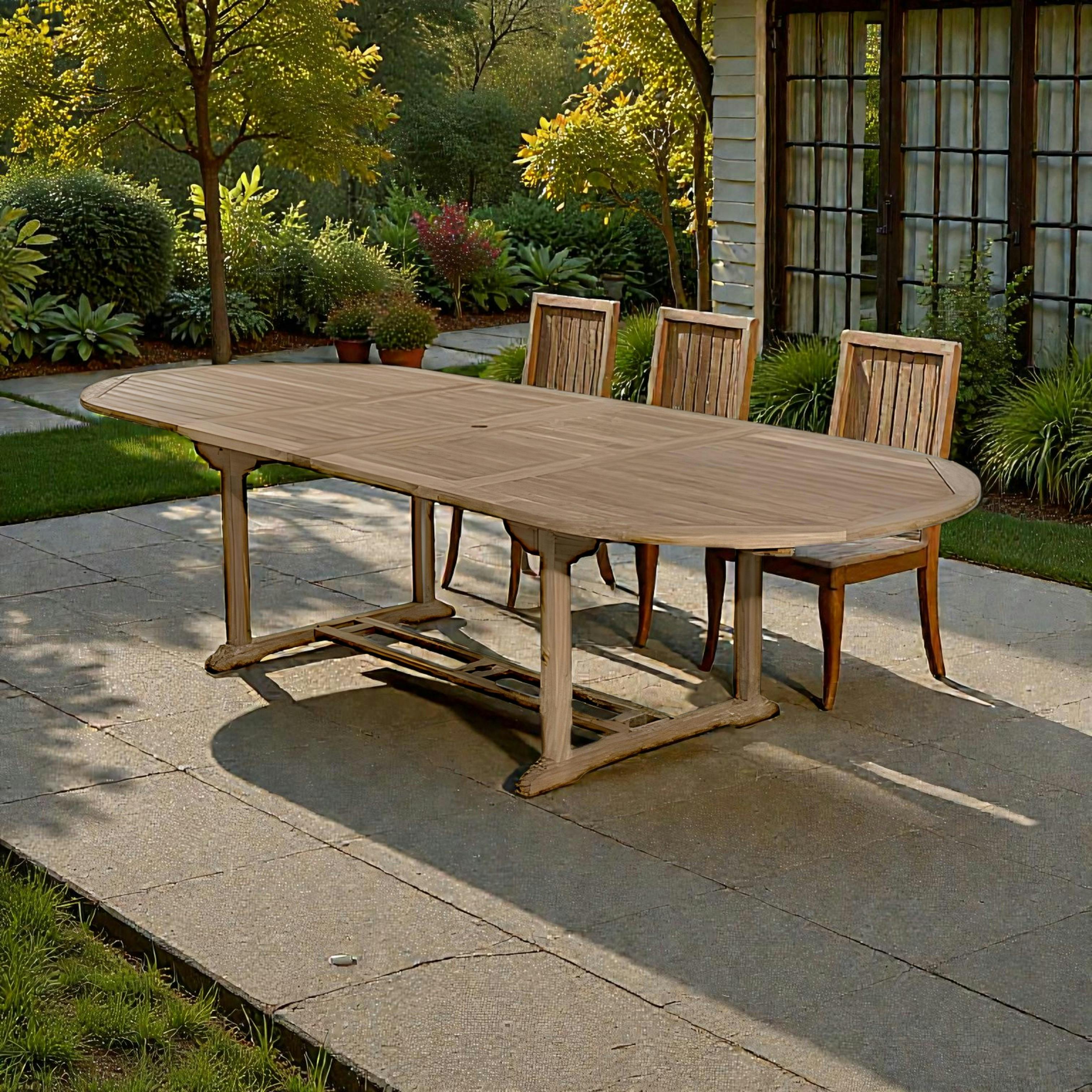 Table de jardin en Teck ovale extensible 200/300x120cm SUMMER