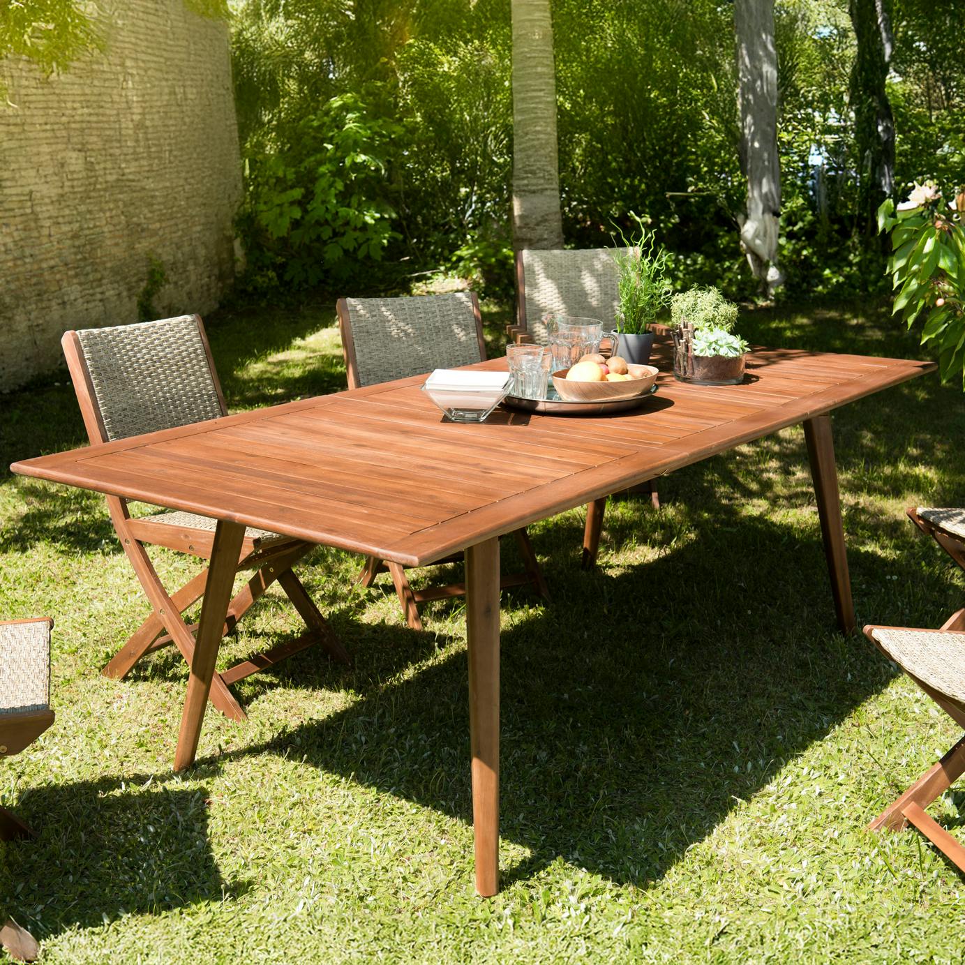 Table de jardin extensible 180/240 acacia BAHIA