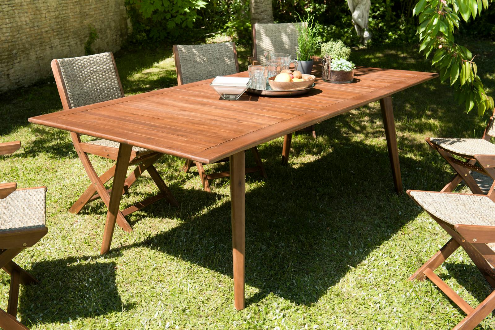 Table de jardin extensible 180/240 acacia BAHIA