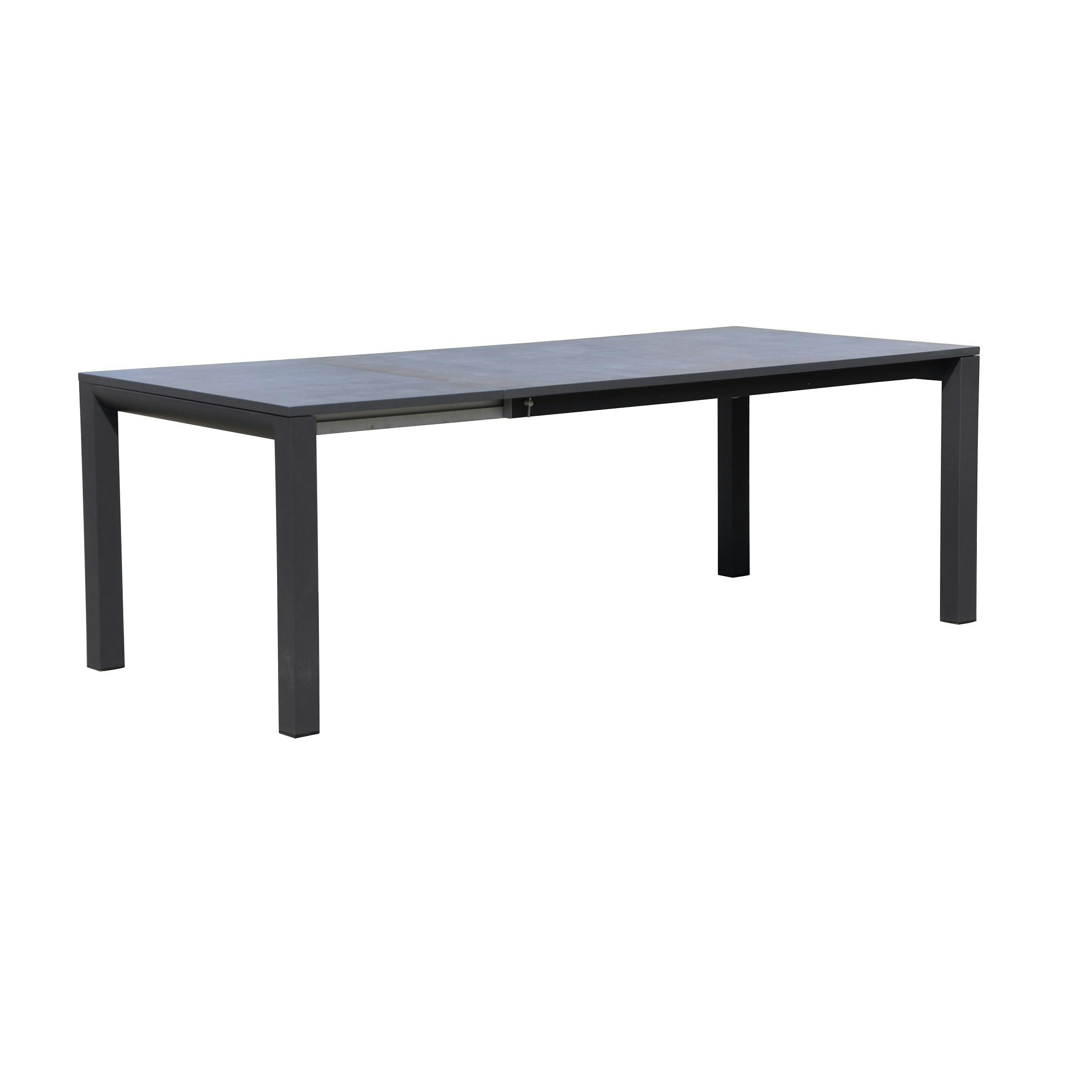 Table de jardin extensible 180/240 cm en aluminium plateau verre