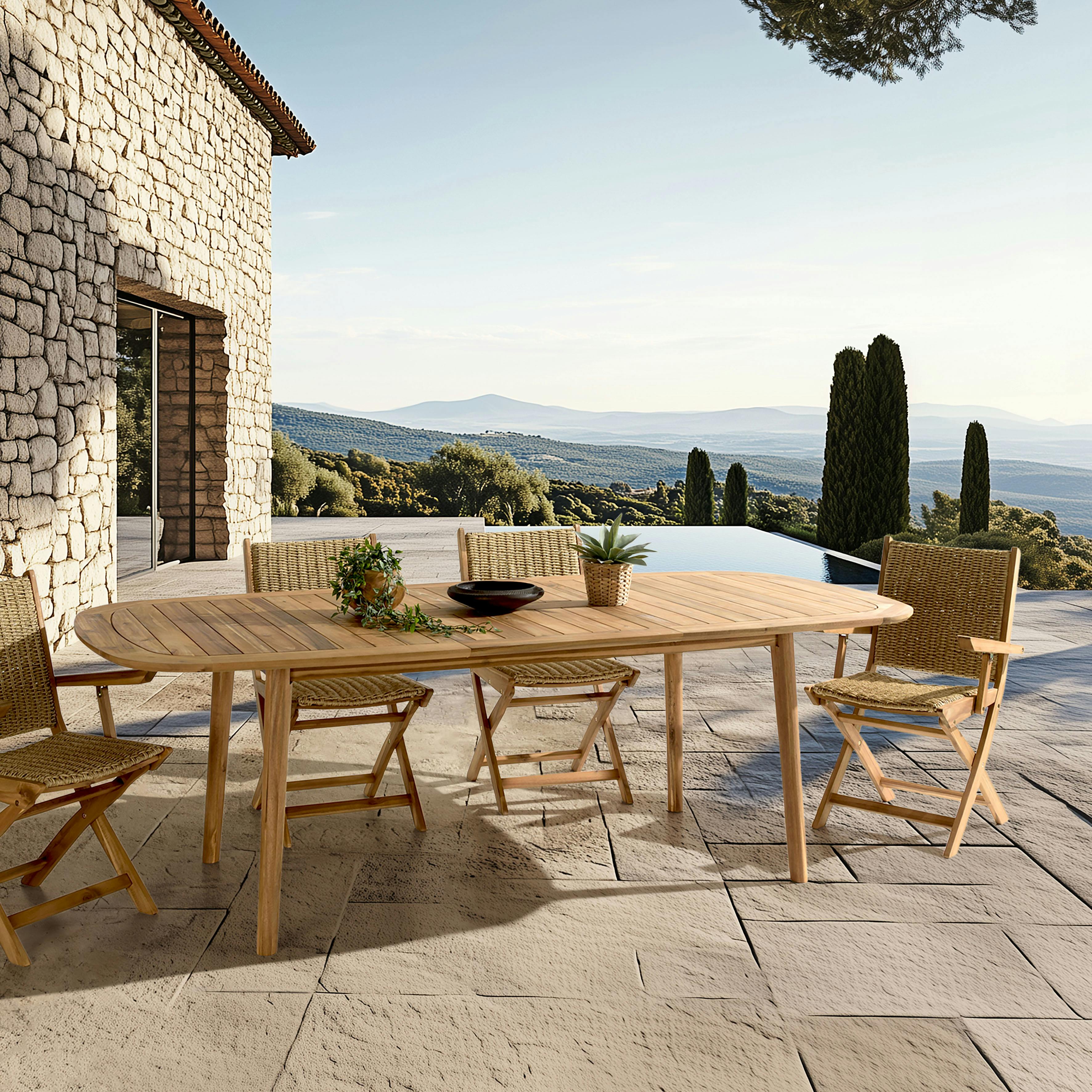 Table de jardin extensible en acacia huilé 180/240x110cm OSTIA