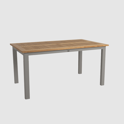 Table de jardin extensible en aluminium gris sable et teck 152/210 cm OSLO
