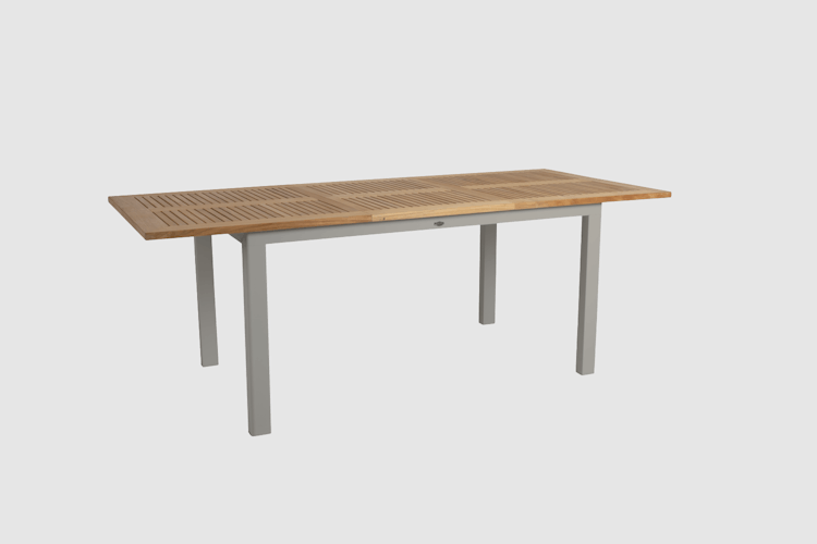 Table de jardin extensible en aluminium gris sable et teck 194/252 cm OSLO