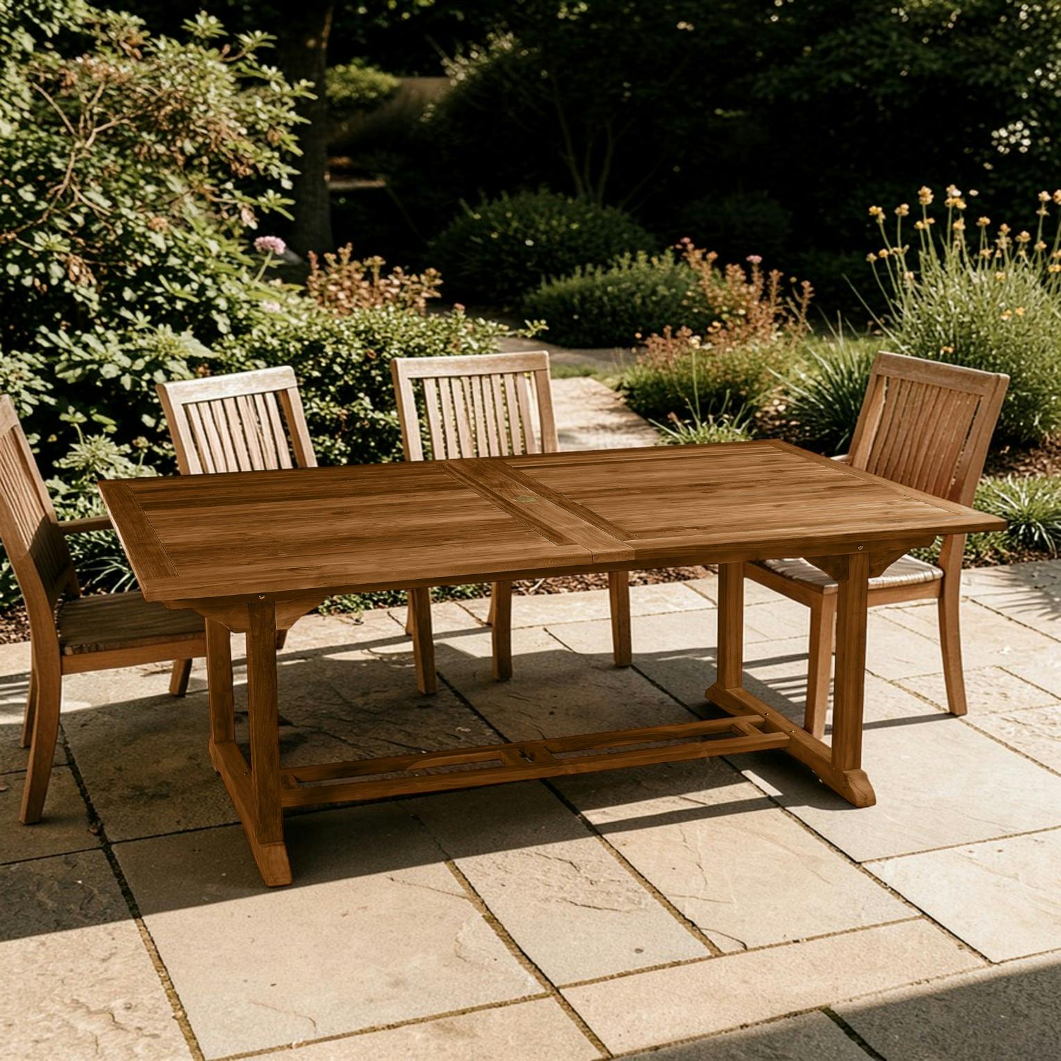 Table de jardin extensible en Teck huilé massif 200/300x120x75cm MACAO