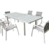 Table de Jardin extensible NICE 180/240cm en aluminium blanc gris et plateau verre blanc gris