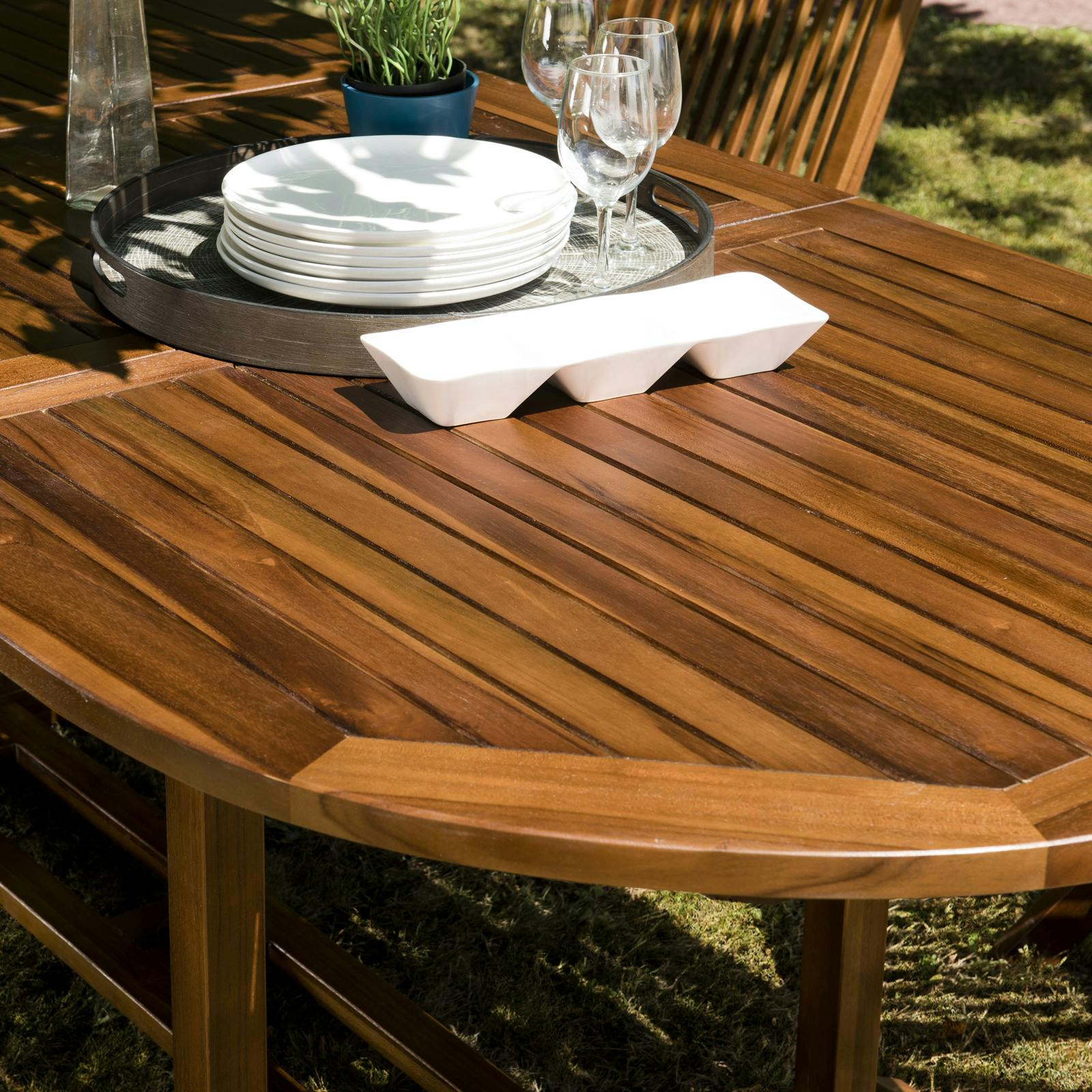 Table de jardin extensible ovale en teck 180/240 SUMMER