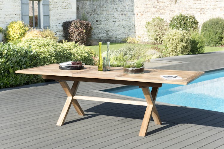 Table de Jardin extensible Teck 180/240x100x75cm SUMMER ref. 30020807