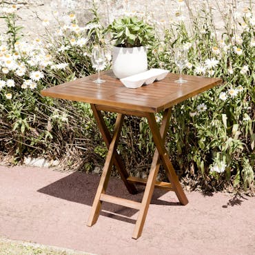  Table de jardin pliante en teck huilé 70 cm SUMMER