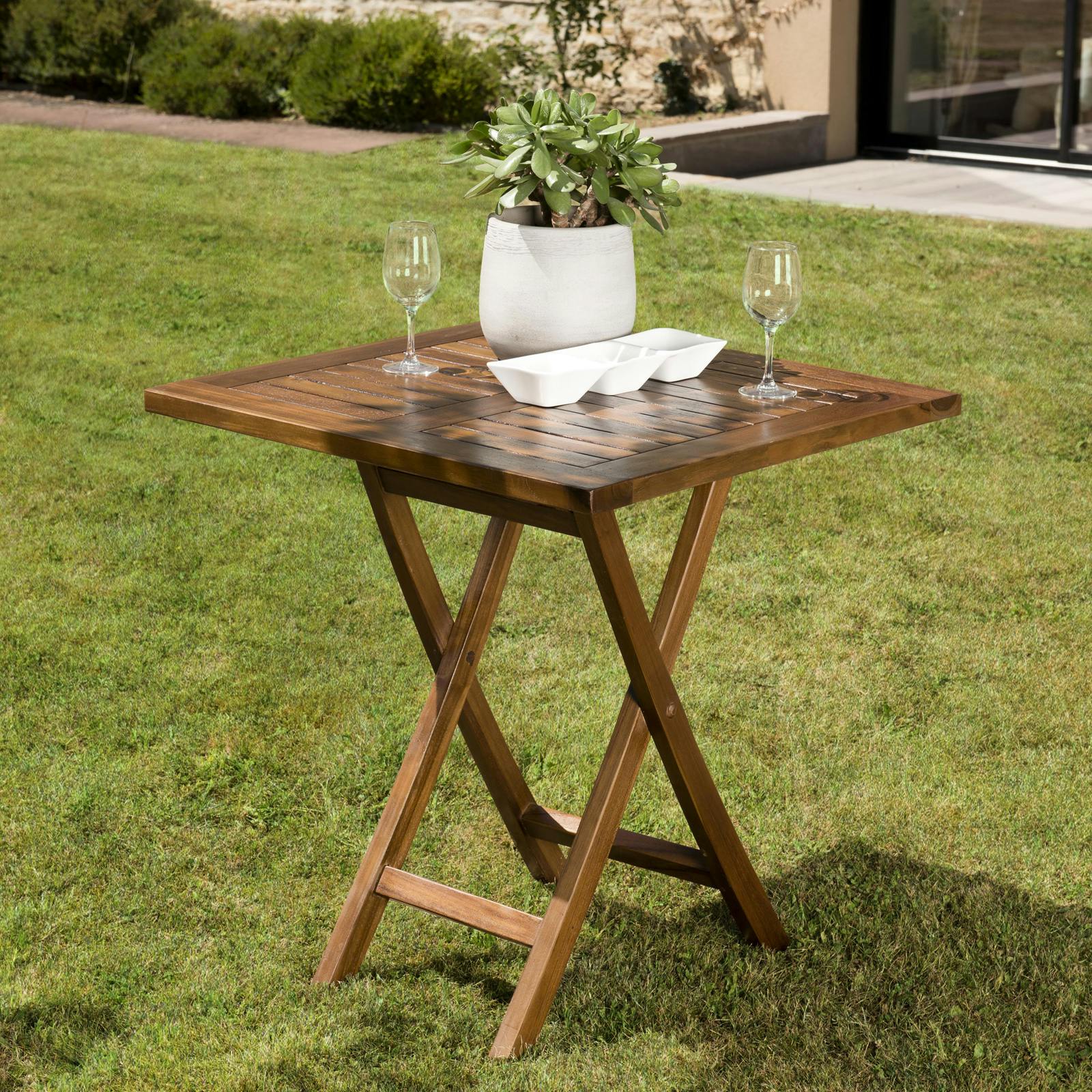 Table de jardin pliante en teck huilé 70 cm SUMMER