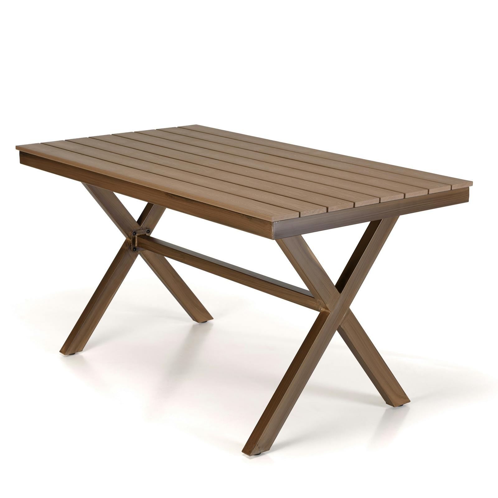 Table de jardin rectangulaire 140 cm couleur bois ajouré GIJON