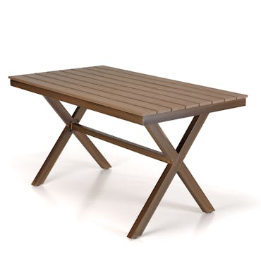  Table de jardin rectangulaire 140 cm couleur bois ajouré GIJON