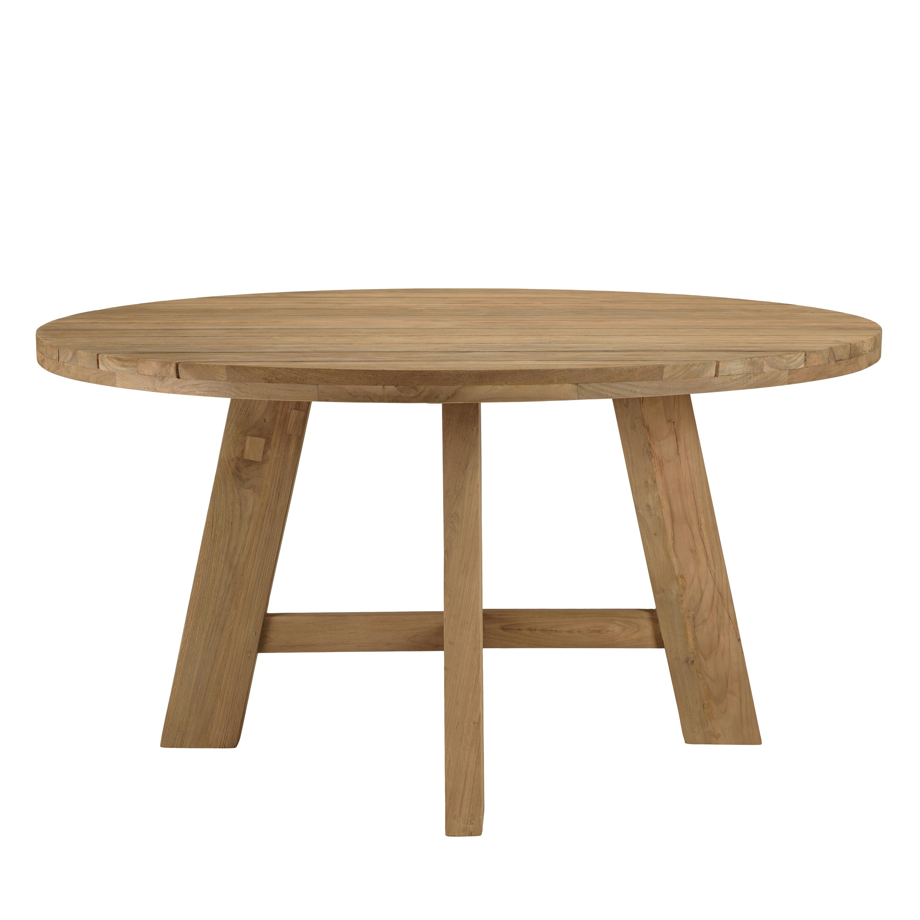 Table de jardin ronde D150 cm teck recyclé naturel MANY | Tables à ...
