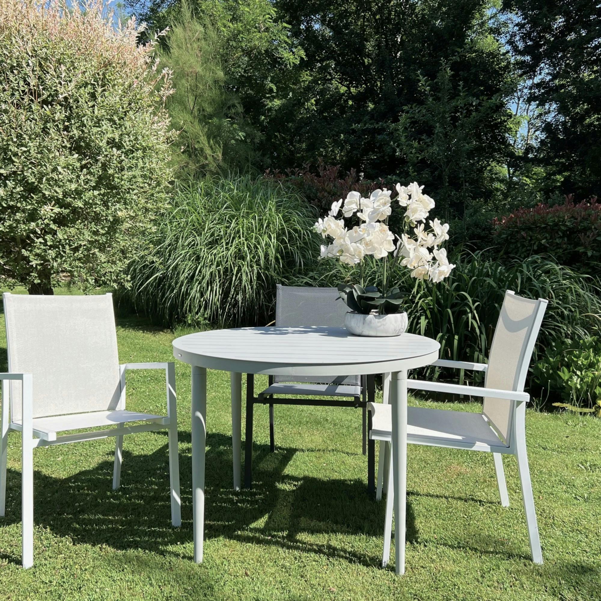 Table de jardin ronde en aluminium gris poudré Ø 100 cm STOCKHOLM