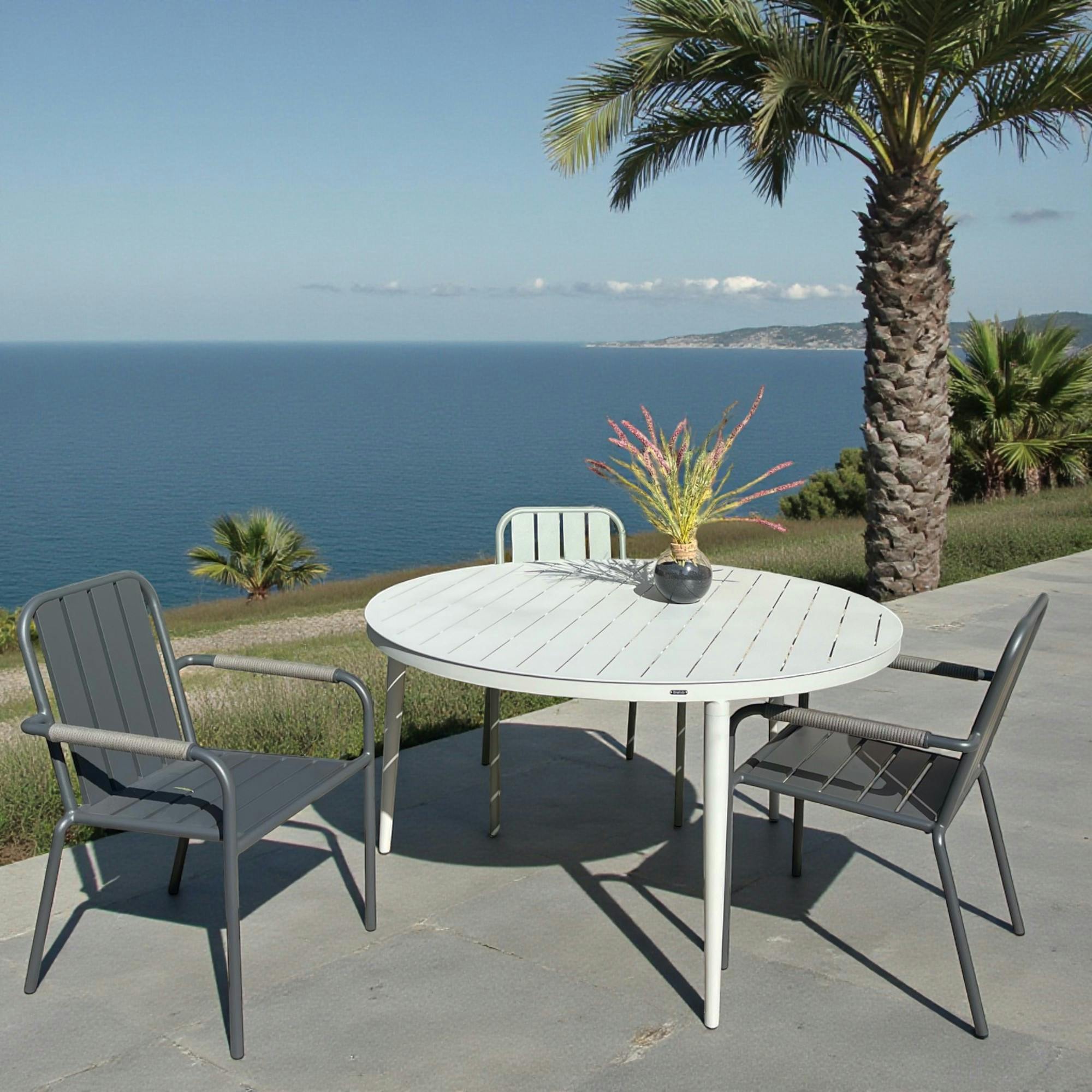 Table de jardin ronde en aluminium gris poudré Ø 130 cm STOCKHOLM