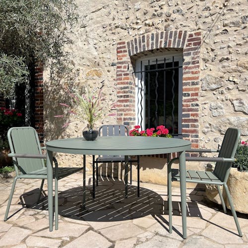 Table de jardin ronde en aluminium vert argile Ø 130 cm STOCKHOLM