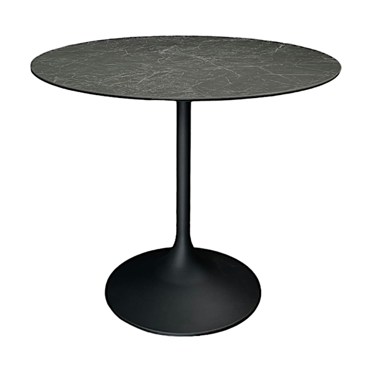 Table bistrot cuisine en céramique anthracite marbrée D 90 cm LOMBARDIE