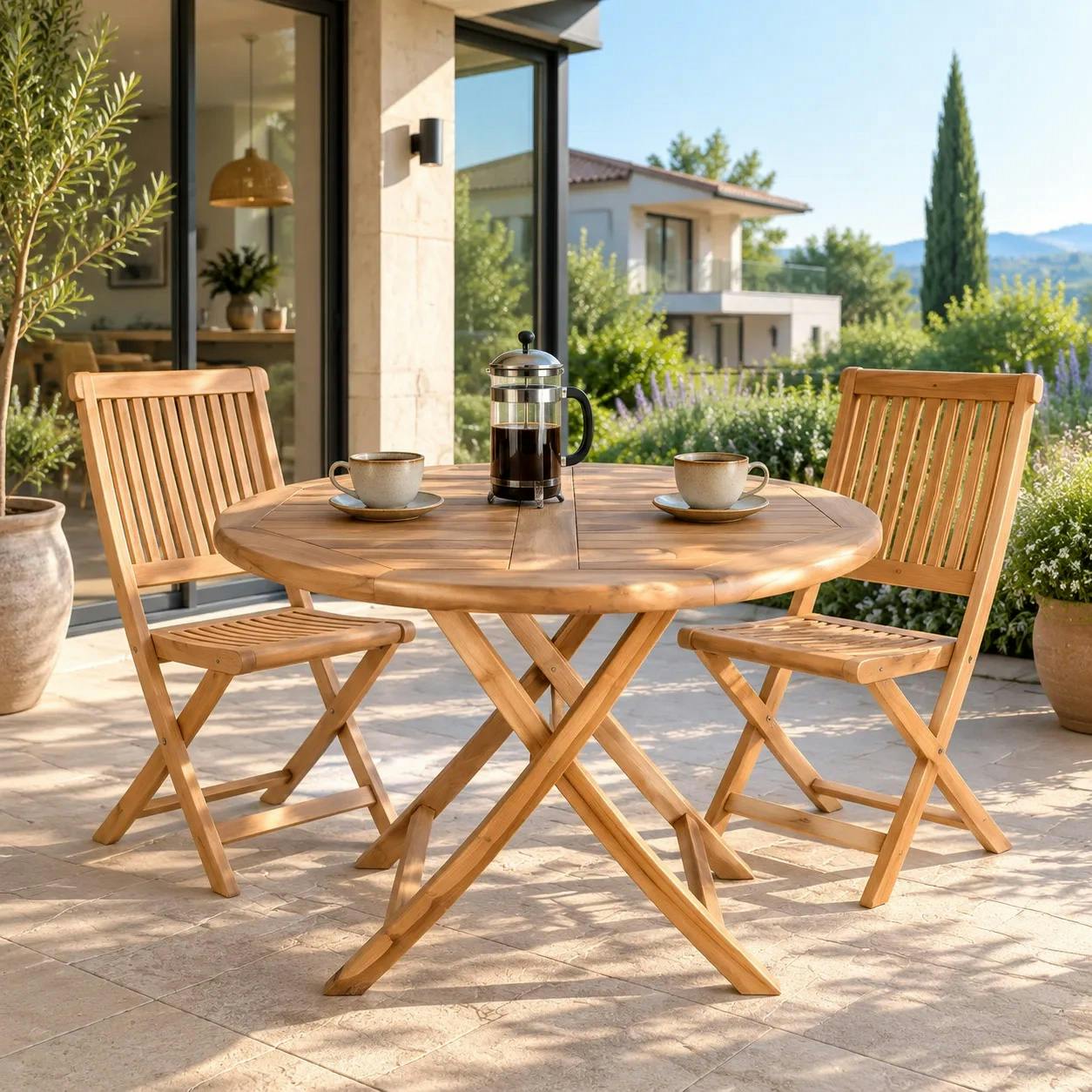 Table de jardin ronde en teck ø100 cm TANETE