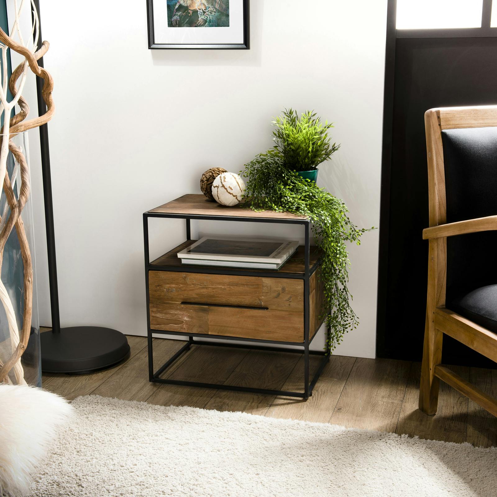Table de nuit bois recyclé SWING