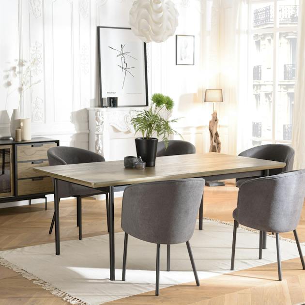 Table de repas 200 cm plateau bois marron DERRY | Tables à manger ...