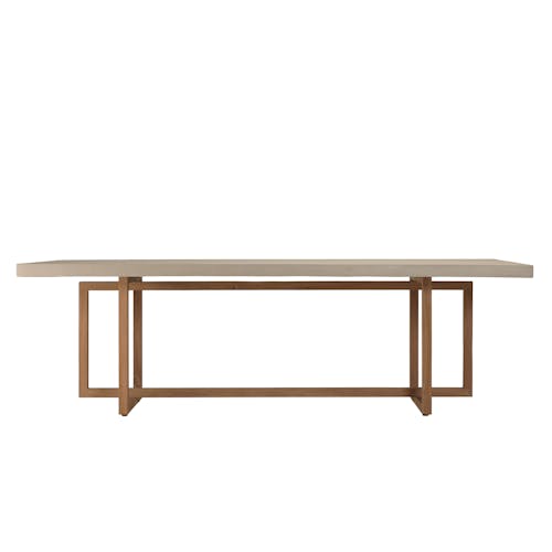 Table de repas béton beige pieds bois design DIKA