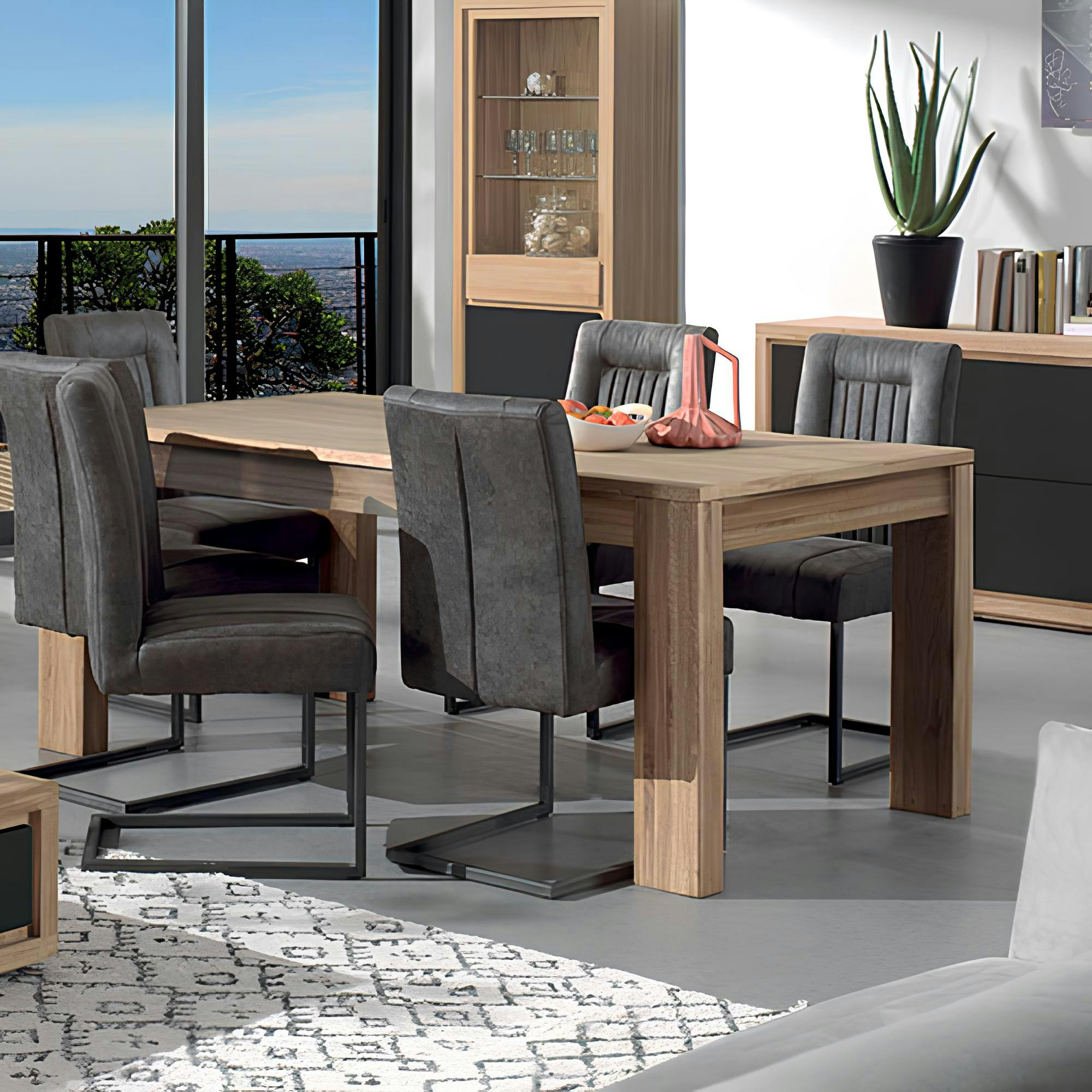 Table de Repas bois naturel Chêne massif 160x90x77cm MALMOE2
