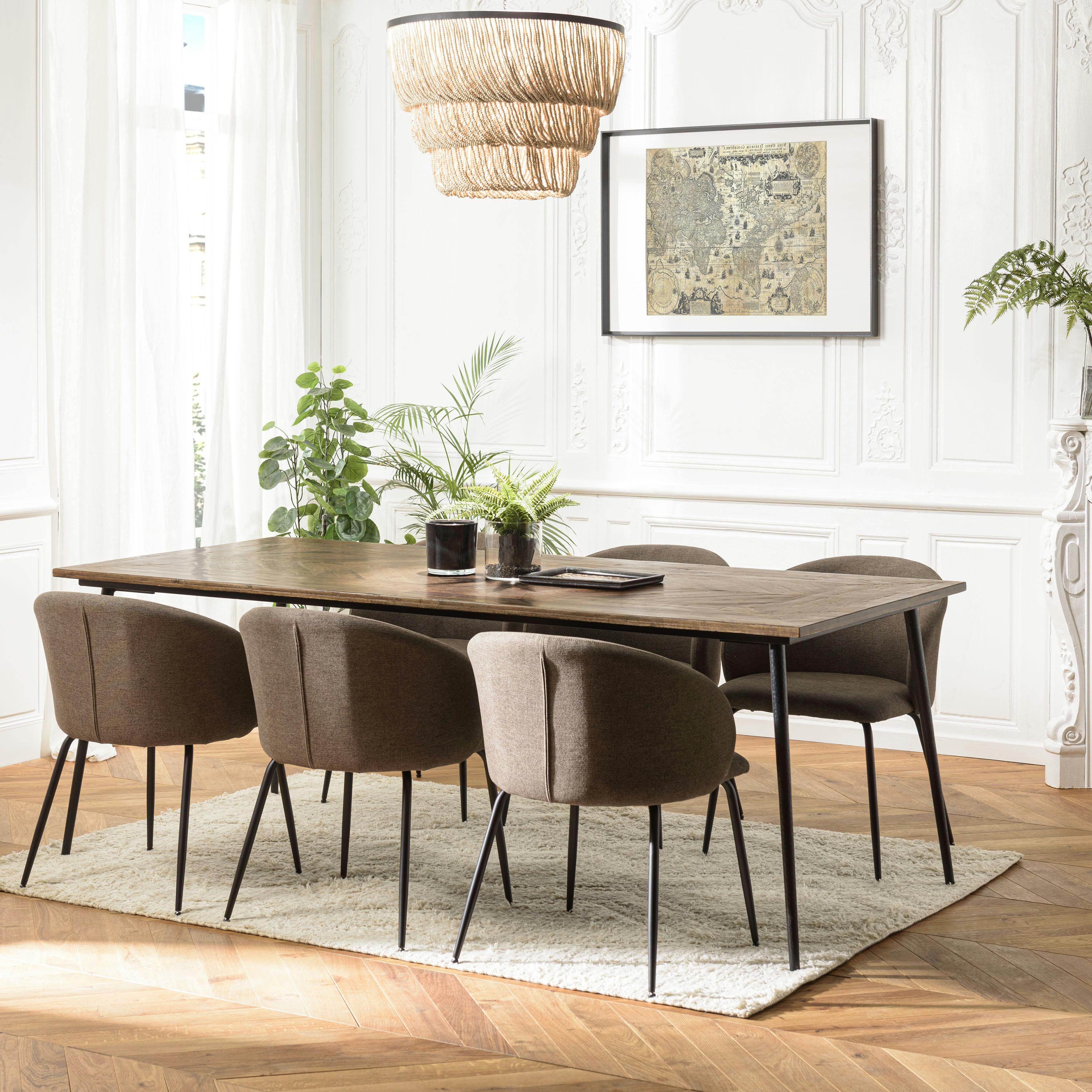 Table de repas bois recyclé motif épis 220 cm KORKAI