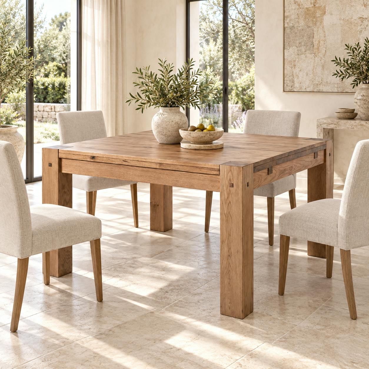 Table de repas carrée chêne massif 140 cm FJORD