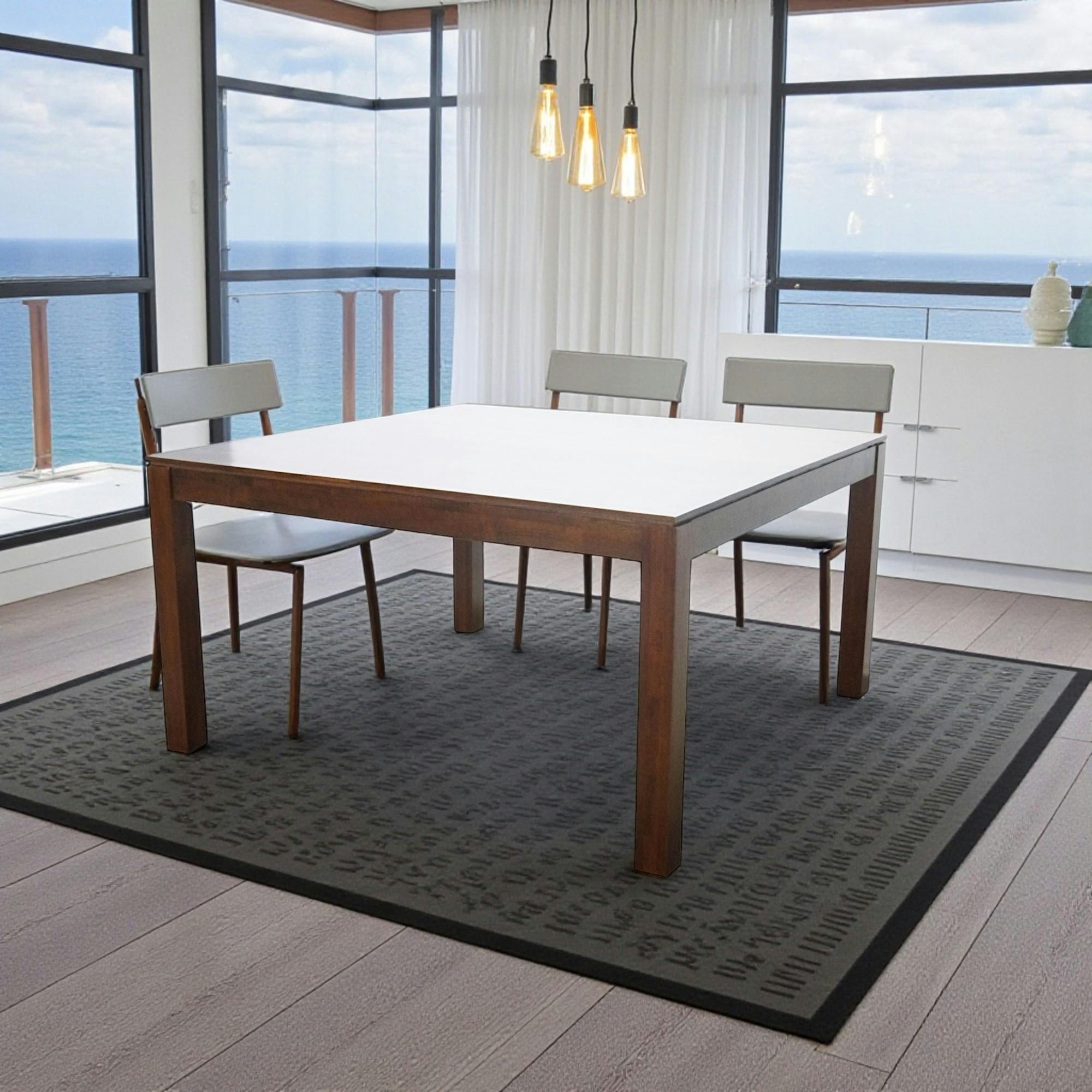 Table de repas carrée Hévéa 130x130x76cm HELENA