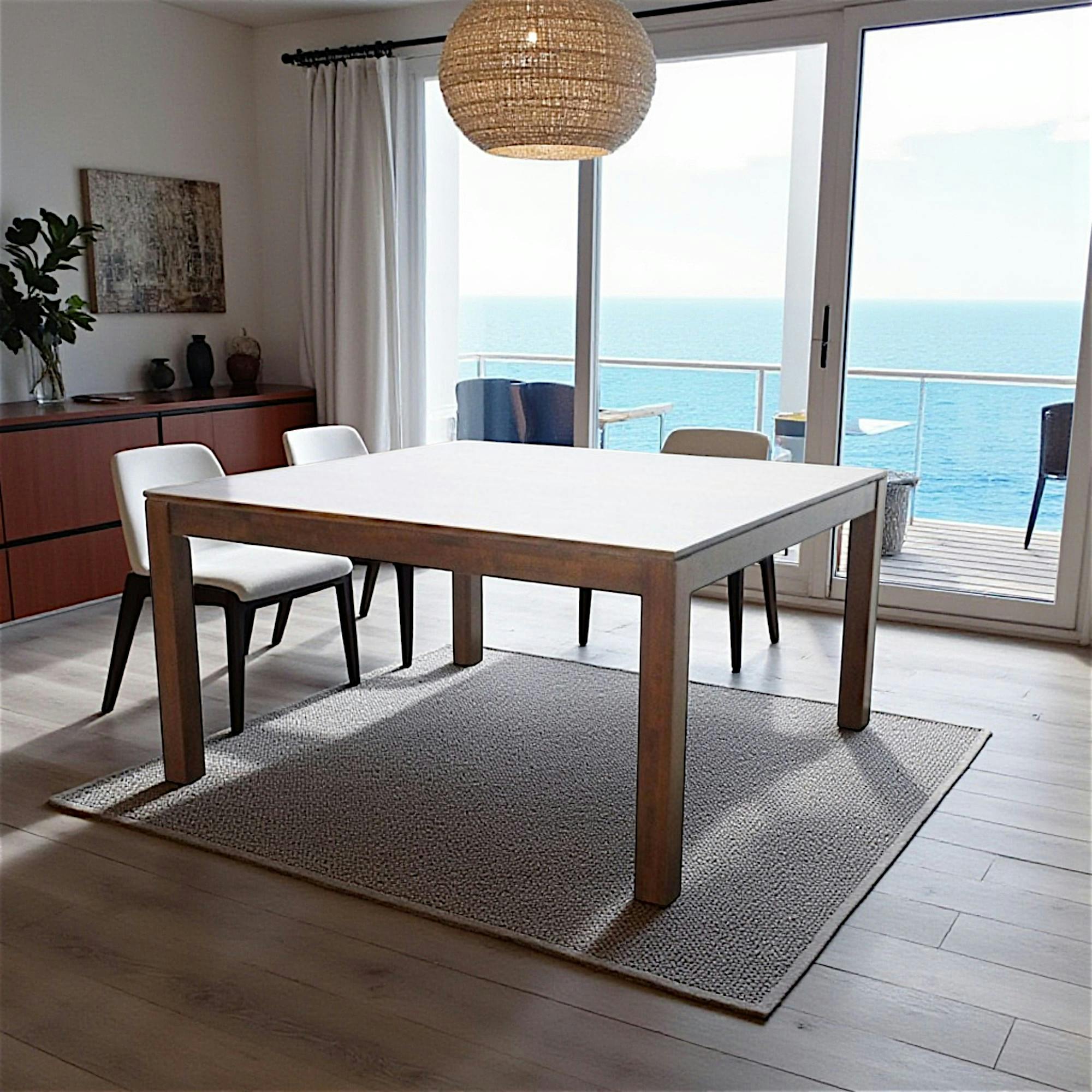 Table de repas carrée Hévéa 150x150x76cm HELENA