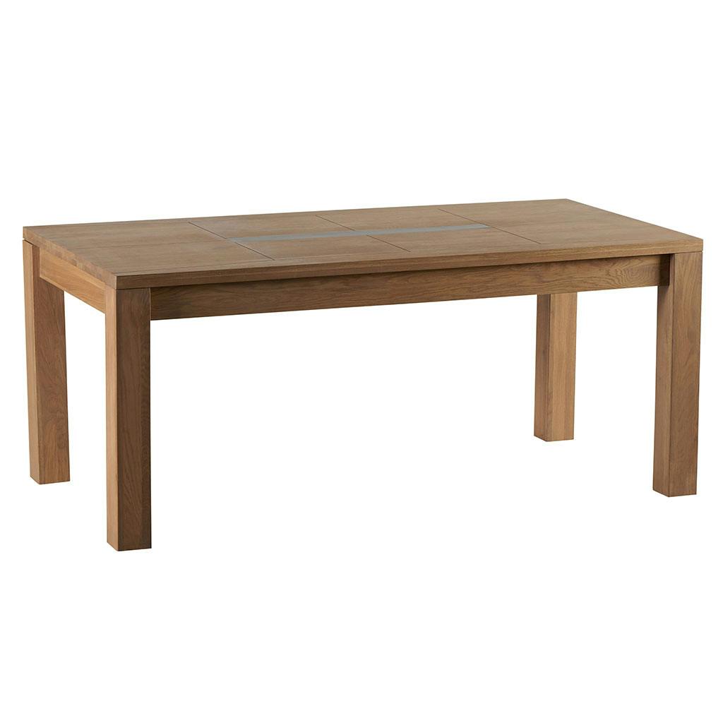 Table de repas Chêne ciré et métal patiné 180x90x76cm DARIO