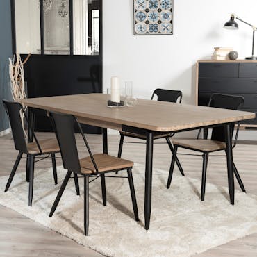  Table a manger rectangulaire en bois pieds metal style contemporain
