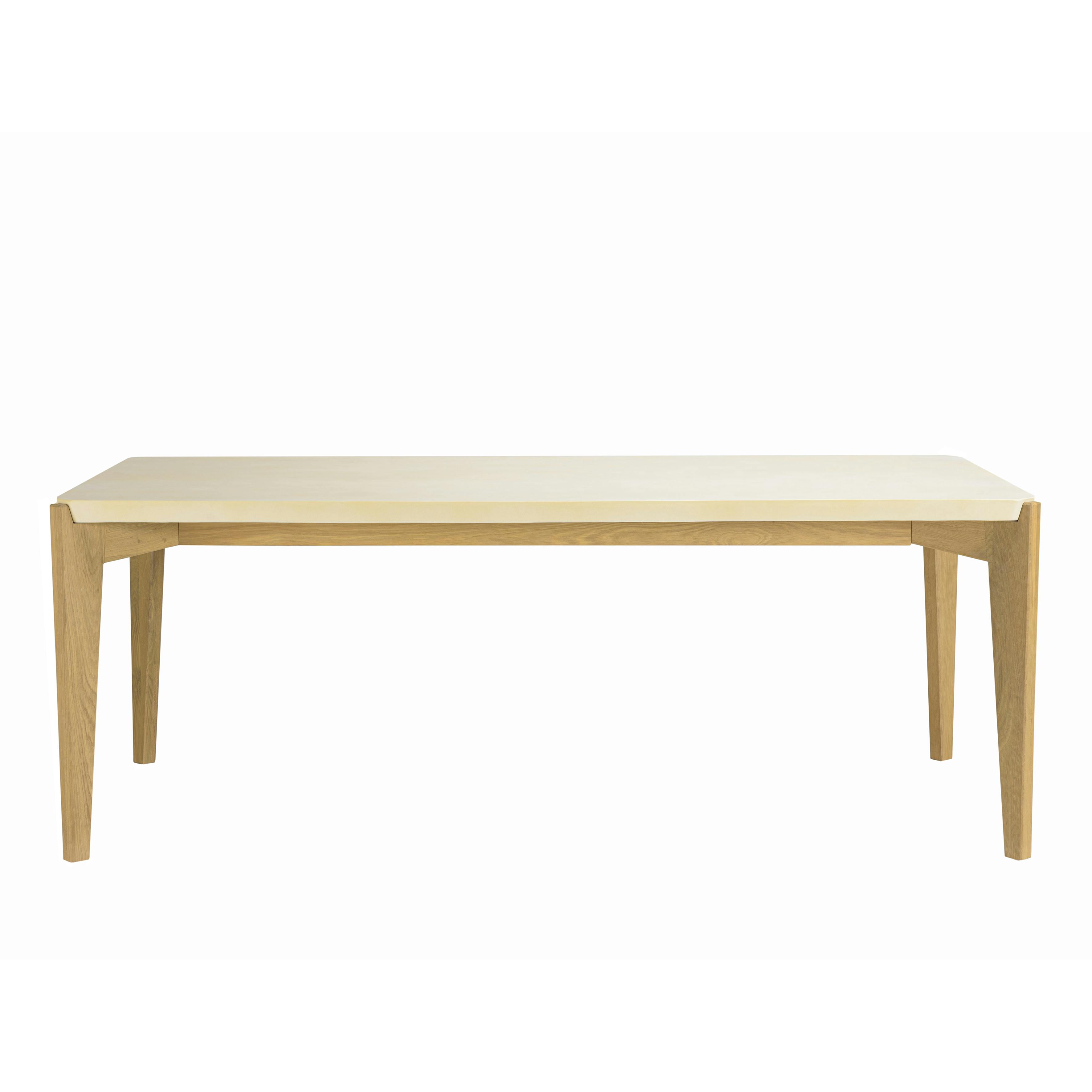 Table de repas en béton beige 200 cm angles biseautés BRASILIA