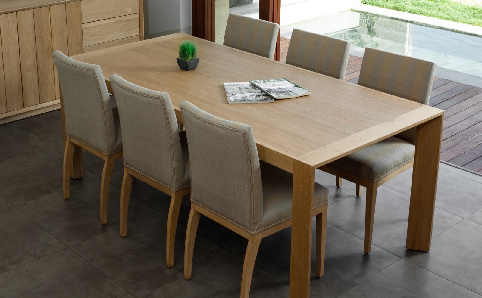 Table de Repas en Chêne massif naturel 200x95x76cm KUBICO