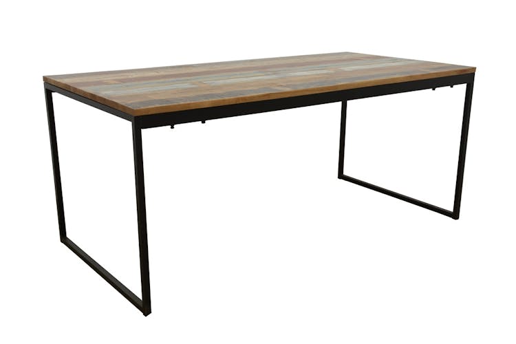 Table de Repas en Hévéa recyclé coloré et pieds métal 180x90x77cm LOFT COLORS