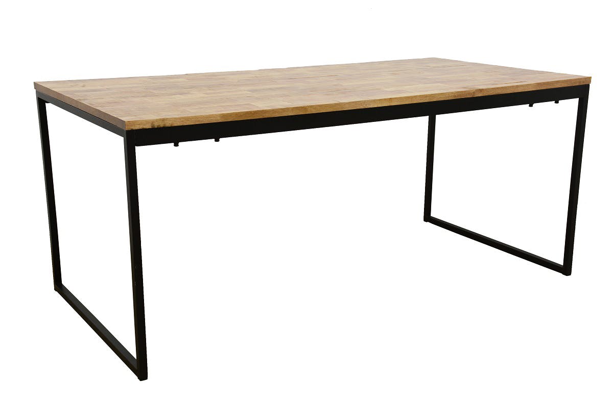 Table de Repas en Hévéa recyclé naturel et pieds métal 180x90x77cm LOFT