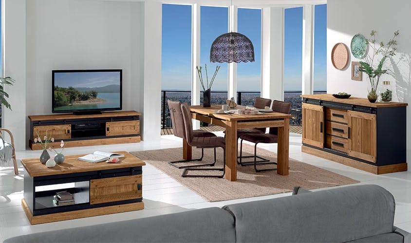 Table de Repas en pin massif brossé 160x90x77cm SHERBROOKE