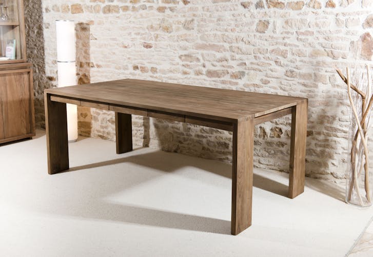 Table a manger rectangulaire en bois massif recylce style contemporain