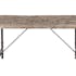 Table de repas exotique, bois gris à motifs et métal 180x90x75cm