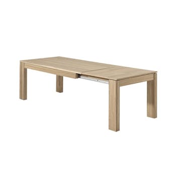 Table de Repas extensible bois naturel en Chêne massif 180/260x90x77cm MALMOE2