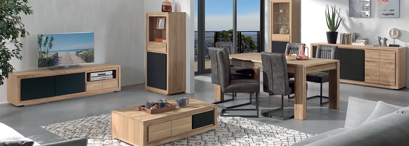 Table de Repas extensible bois naturel en Chêne massif 180/260x90x77cm MALMOE2