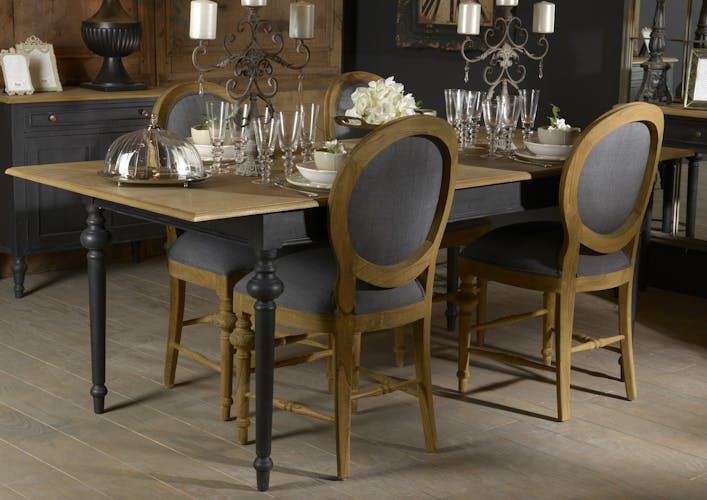 Table a manger extensible en bois noir de style romantique