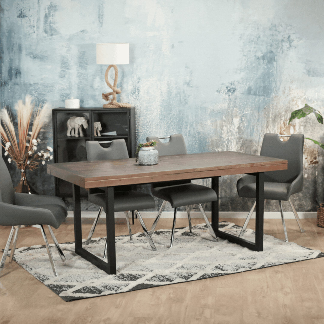 Table de repas extensible bois brun recyclé 180-240 cm SAMOA | Tables à ...