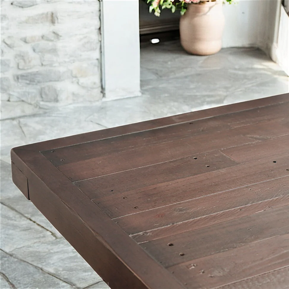 Table de repas extensible bois brun recyclé 180-240 cm SAMOA | Tables à ...