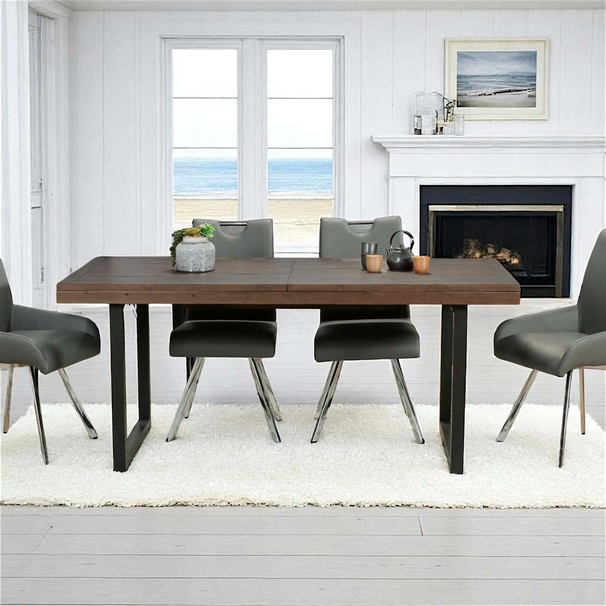 Table de repas extensible bois brun recyclé 180-240 cm SAMOA