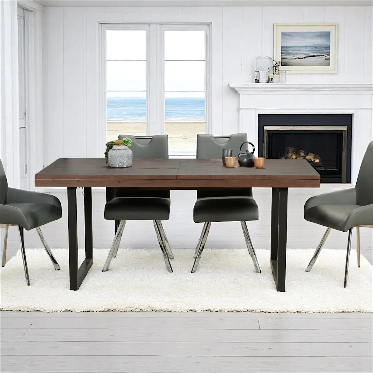 Table de repas extensible bois brun recyclé 180-240 cm SAMOA | Tables à ...