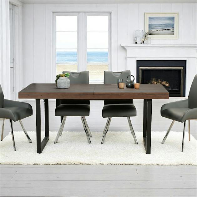 Table de repas extensible bois brun recyclé 180-240 cm SAMOA | Tables à ...