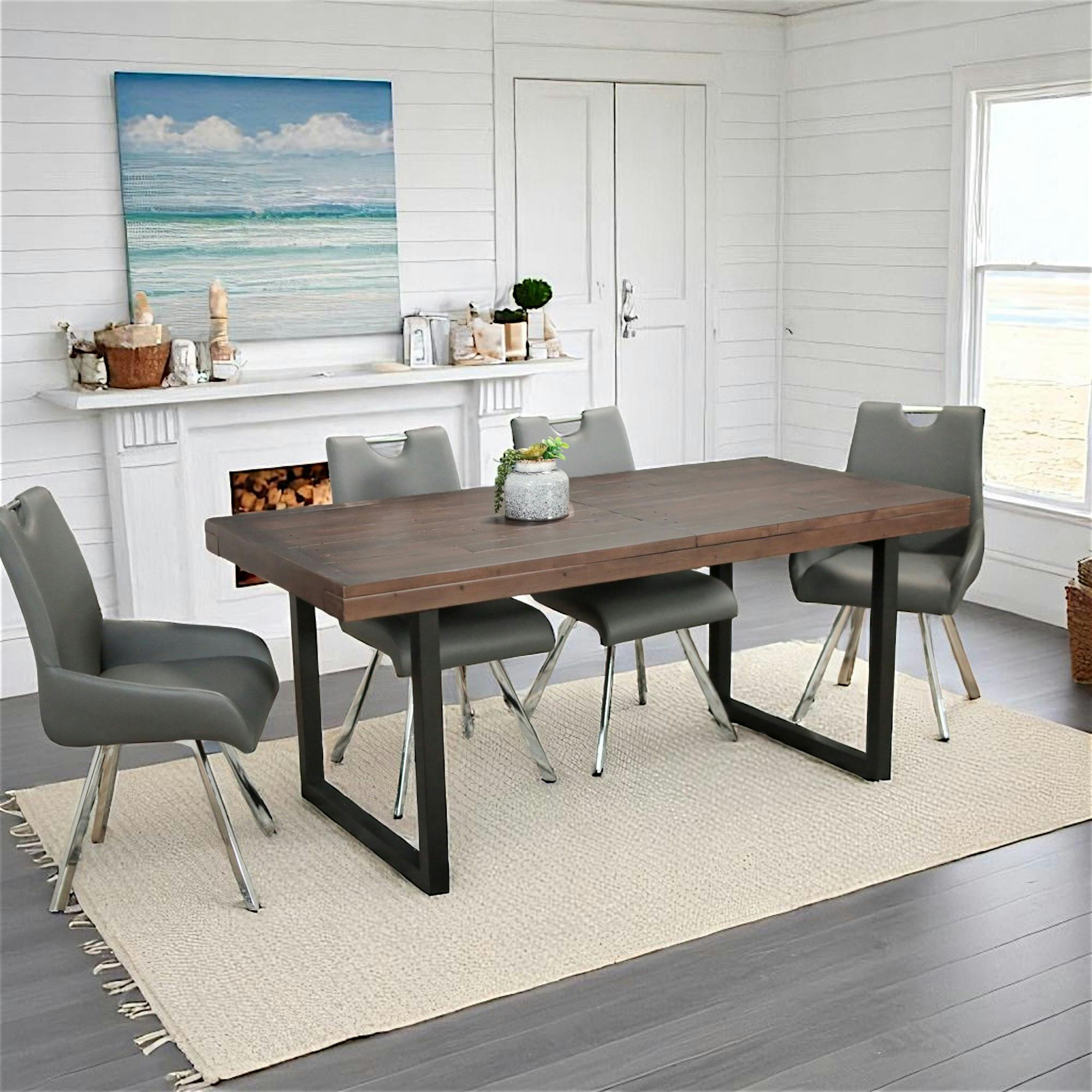 Table de repas extensible bois brun recyclé 180-240 cm SAMOA | Tables à ...
